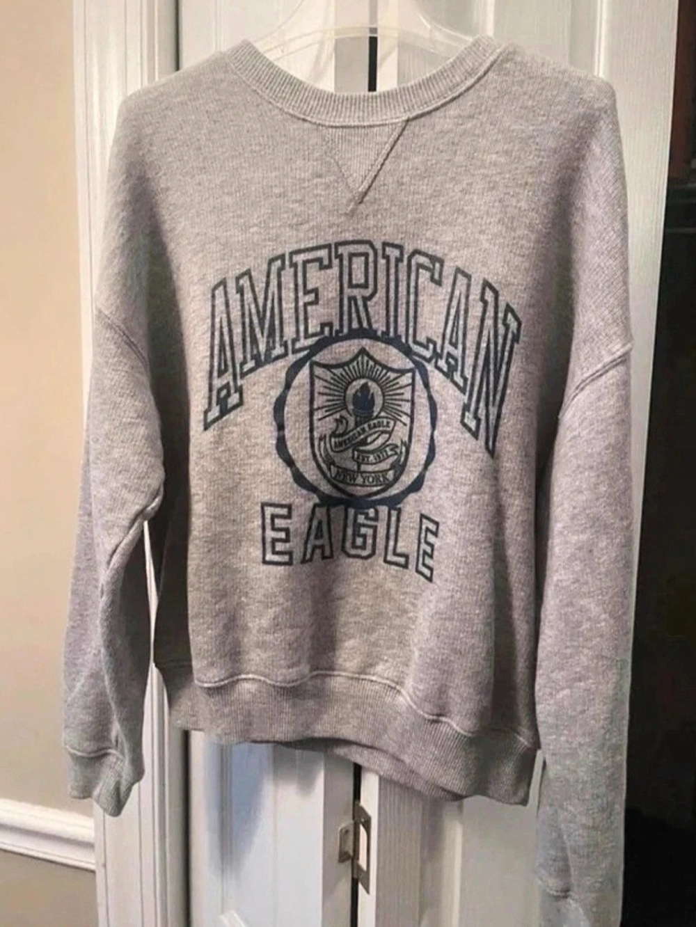 American Eagle This Feels Seriously Lived-In Graphic Sweatshirt Gray XS